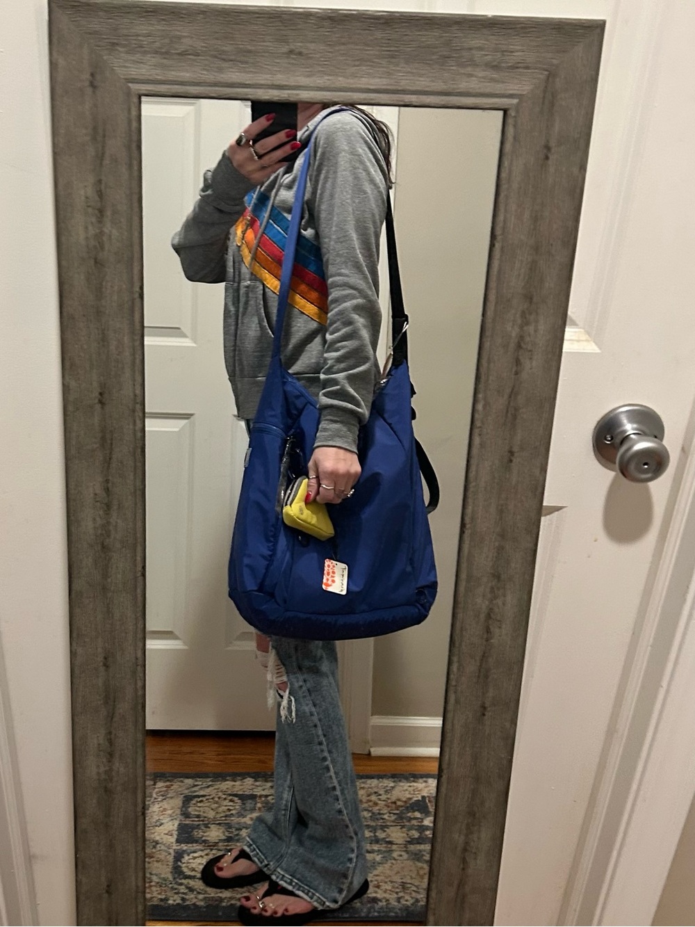 New FP Movement No Time Zones Carryall Tote in Electric Shock Blue w/ Mini Pouch - Picture 6 of 16